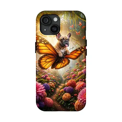 French Bulldog Butterfly Flying Magical Flower Garden