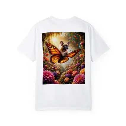 French Bulldog Butterfly Flying Magical Flower Garden