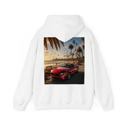 Ford Mustang Convertible Red Beach Sunset