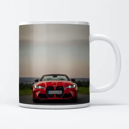 BMW M4 Competition Red Convertible Overcast Sky