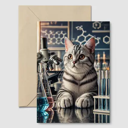 American Shorthair Cat In Science Laboratory