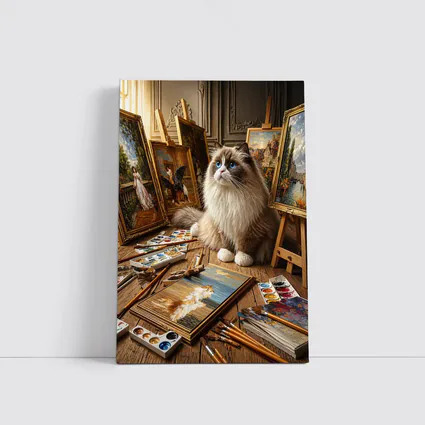 Ragdoll Cat Artist Studio Paintings Blue Eyes