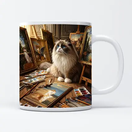 Ragdoll Cat Artist Studio Paintings Blue Eyes