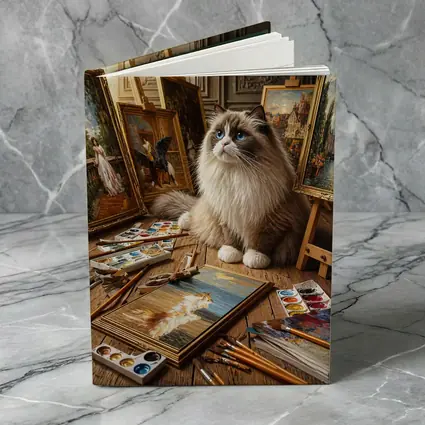 Ragdoll Cat Artist Studio Paintings Blue Eyes
