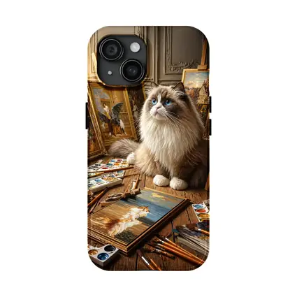 Ragdoll Cat Artist Studio Paintings Blue Eyes