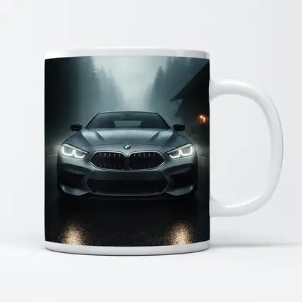 BMW M8 Front View Misty Forest Road