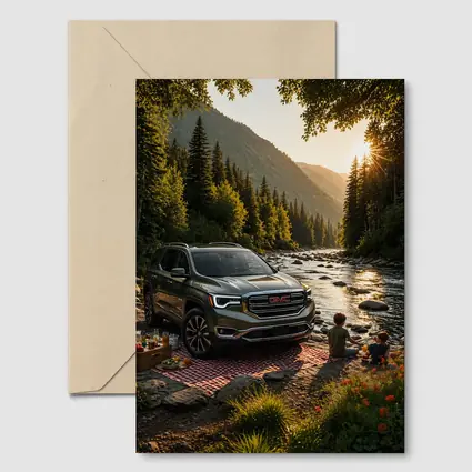 GMC Acadia Parked by Mountain River