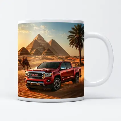 GMC Canyon Red Truck Egyptian Pyramids Desert
