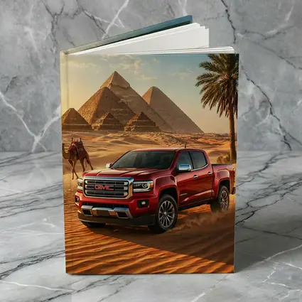 GMC Canyon Red Truck Egyptian Pyramids Desert