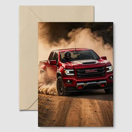 GMC Canyon Red Truck Dirt Road Drift