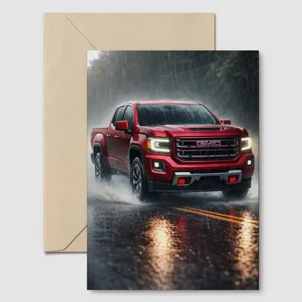 GMC Canyon Truck Driving In Heavy Rain