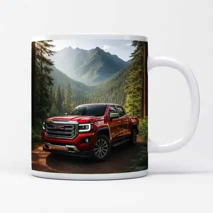 GMC Canyon Red Truck Mountain Forest Trail