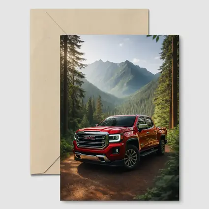 GMC Canyon Red Truck Mountain Forest Trail