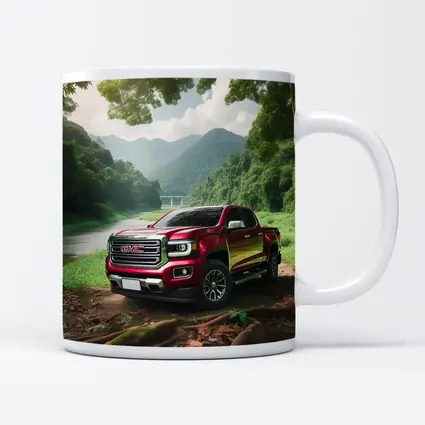 GMC Canyon Red Truck Forest River Setting