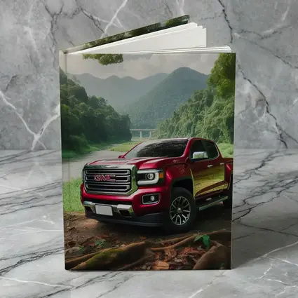 GMC Canyon Red Truck Forest River Setting