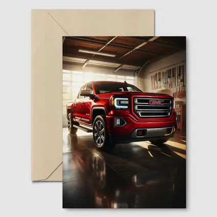 GMC Sierra Red Truck Garage Setting