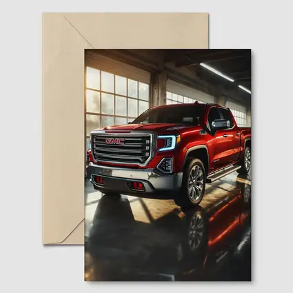 GMC Sierra Red Truck Garage Setting