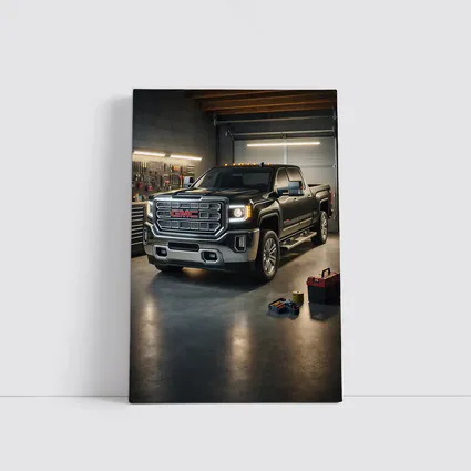 GMC Sierra Black Truck Inside Garage