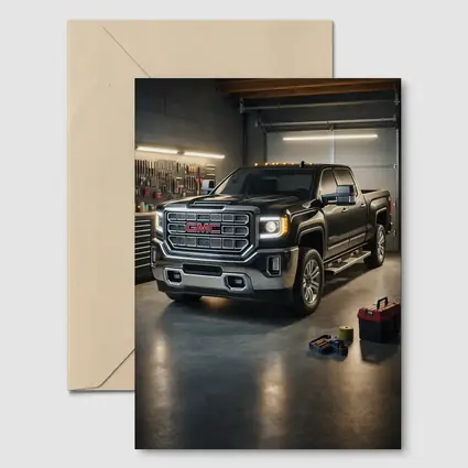 GMC Sierra Black Truck Inside Garage