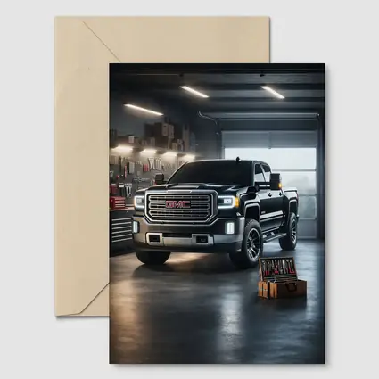 GMC Sierra Truck Black Garage Workshop Scene