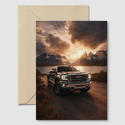 GMC Sierra Truck Mountain Lake Sunset