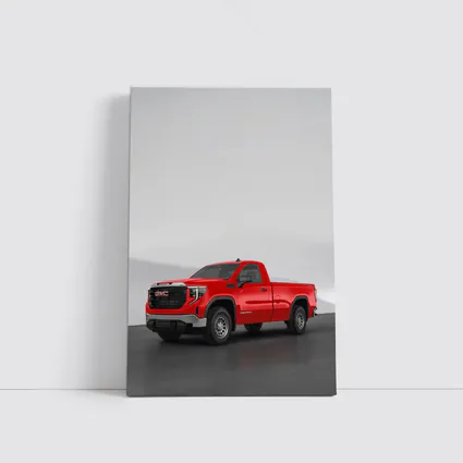 GMC Sierra Red Truck Concrete Wall Background