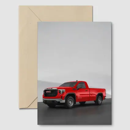 GMC Sierra Red Truck Concrete Wall Background