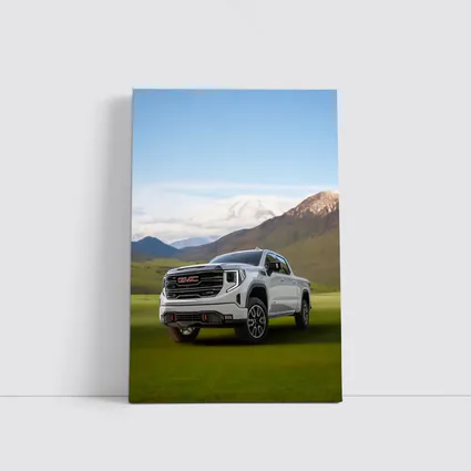 GMC Sierra AT4 White Truck Mountain Meadow
