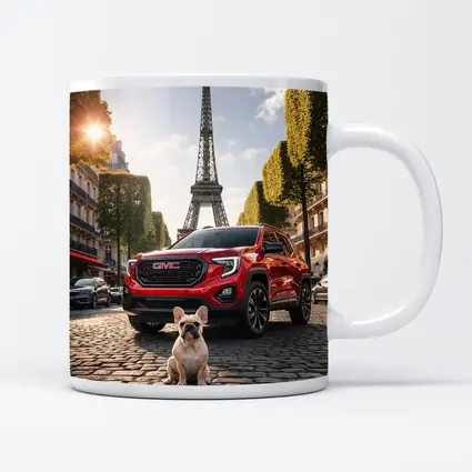 Red GMC Terrain French Bulldog Paris Street