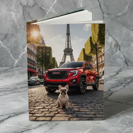 Red GMC Terrain French Bulldog Paris Street