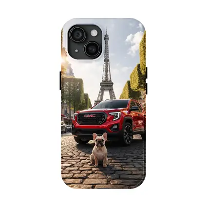 Red GMC Terrain French Bulldog Paris Street