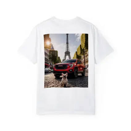 Red GMC Terrain French Bulldog Paris Street