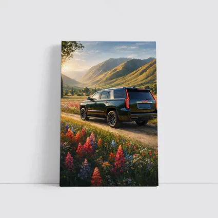 GMC Yukon Dark Green Mountain Wildflower Setting