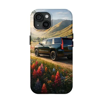 GMC Yukon Dark Green Mountain Wildflower Setting