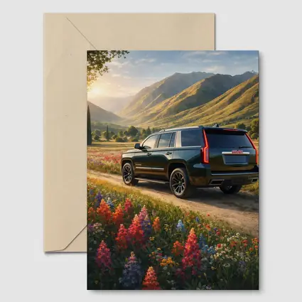GMC Yukon Dark Green Mountain Wildflower Setting