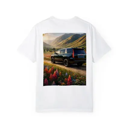 GMC Yukon Dark Green Mountain Wildflower Setting