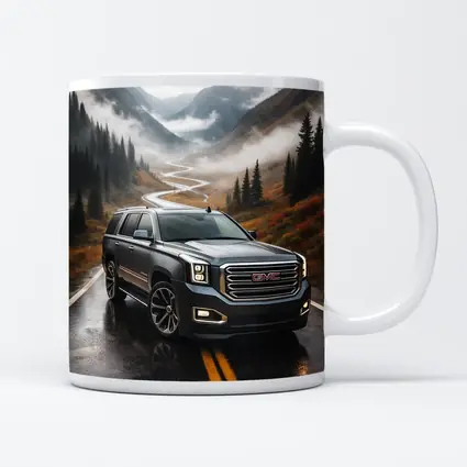 GMC Yukon Wet Mountain Road Foggy