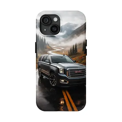GMC Yukon Wet Mountain Road Foggy
