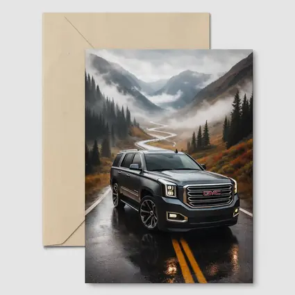 GMC Yukon Wet Mountain Road Foggy