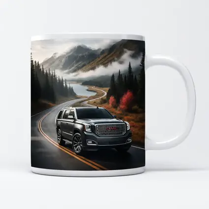 GMC Yukon SUV on Misty Mountain Road