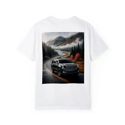GMC Yukon SUV on Misty Mountain Road