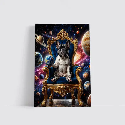 French Bulldog King on Cosmic Space Throne