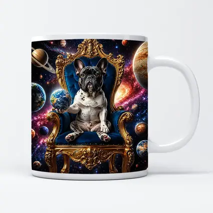 French Bulldog King on Cosmic Space Throne
