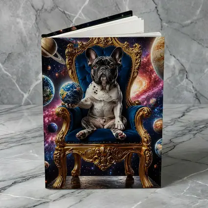 French Bulldog King on Cosmic Space Throne