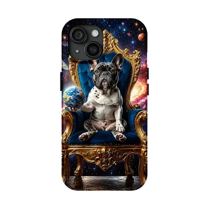 French Bulldog King on Cosmic Space Throne