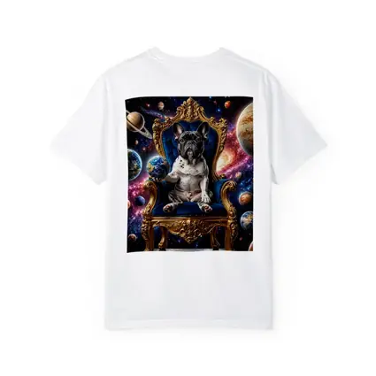 French Bulldog King on Cosmic Space Throne