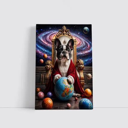 French Bulldog Ruler Seated Galaxy Space Throne