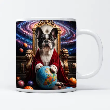 French Bulldog Ruler Seated Galaxy Space Throne