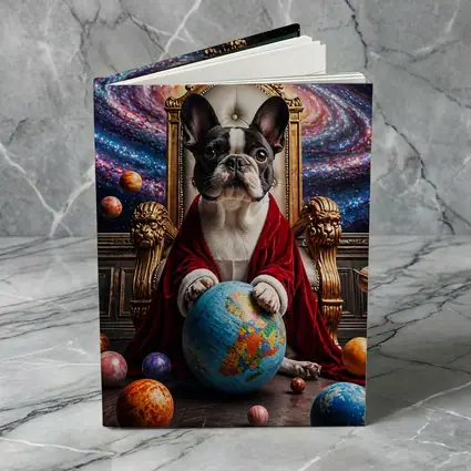 French Bulldog Ruler Seated Galaxy Space Throne