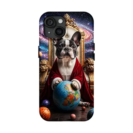 French Bulldog Ruler Seated Galaxy Space Throne